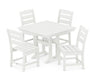POLYWOOD Lakeside 5-Piece Farmhouse Trestle Side Chair Dining Set in Vintage White