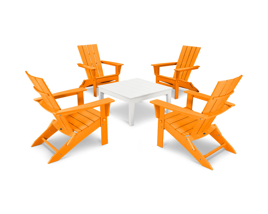 POLYWOOD Quattro 5-Piece Conversation Set in Tangerine / White
