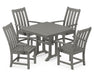 POLYWOOD Vineyard 5-Piece Farmhouse Trestle Arm Chair Dining Set in Slate Grey