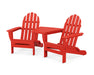 POLYWOOD Classic Folding Adirondacks with Connecting Table in Sunset Red