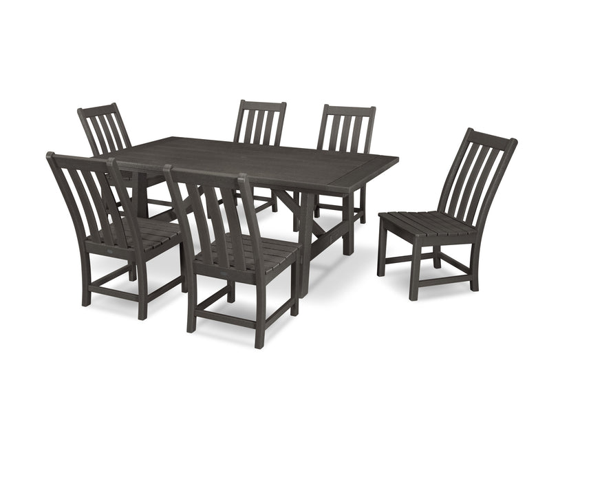 POLYWOOD Vineyard 7-Piece Rustic Farmhouse Side Chair Dining Set in Vintage Coffee