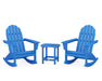 POLYWOOD Vineyard 3-Piece Adirondack Rocking Chair Set with South Beach 18" Side Table in Pacific Blue