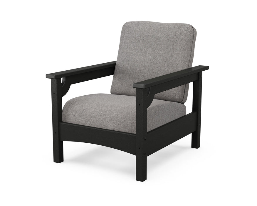 POLYWOOD Club Chair in Sand with Ash Charcoal fabric