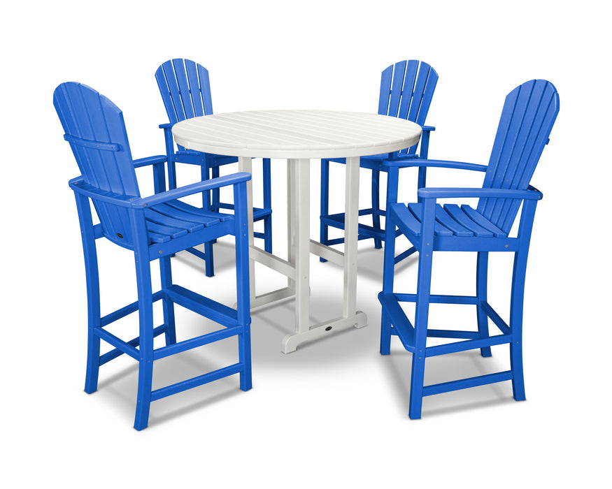 POLYWOOD Palm Coast 5-Piece Bar Set in Pacific Blue / White