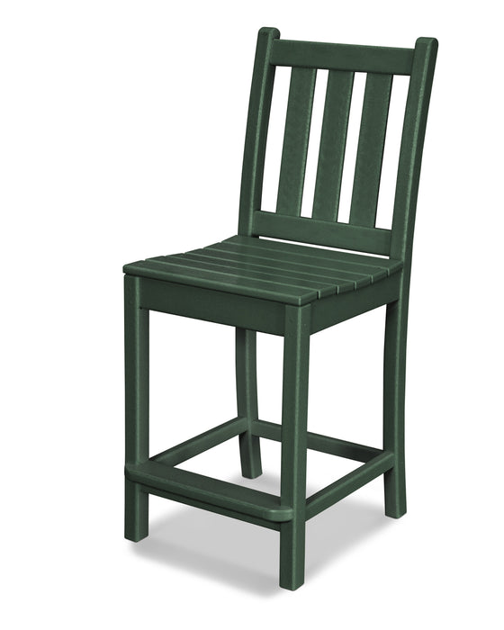 POLYWOOD Traditional Garden Counter Side Chair in Green