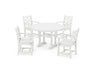 POLYWOOD Chippendale 5-Piece Nautical Trestle Dining Arm Chair Set in White