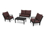 POLYWOOD Braxton 4-Piece Deep Seating Chair Set in Black with Sancy Shale fabric