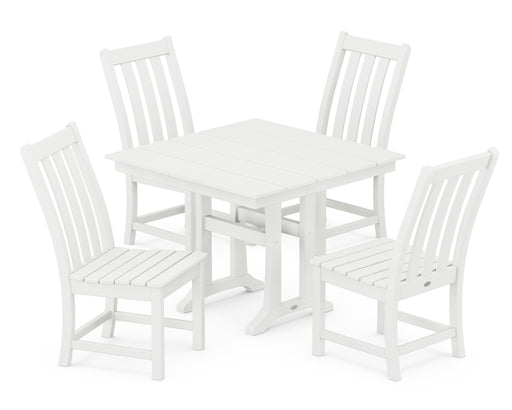 POLYWOOD Vineyard 5-Piece Farmhouse Trestle Side Chair Dining Set in Vintage White