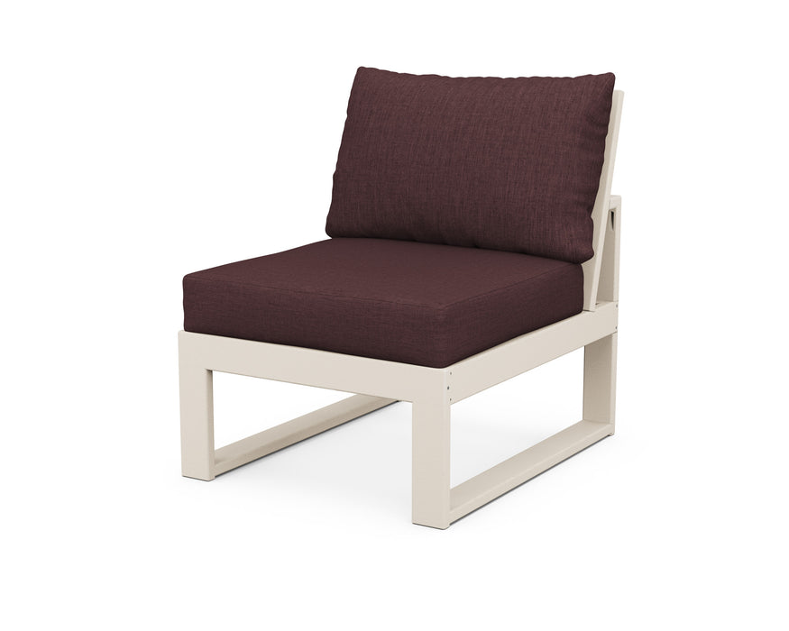 POLYWOOD Edge Modular Armless Chair in Vintage White with Ash Charcoal fabric