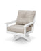 POLYWOOD Vineyard Deep Seating Swivel Chair in Vintage White with Natural Linen fabric