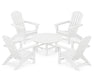 POLYWOOD Nautical 5-Piece Adirondack Chair Conversation Set in White