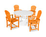 POLYWOOD 5 Piece Palm Coast Dining Set in Tangerine / White