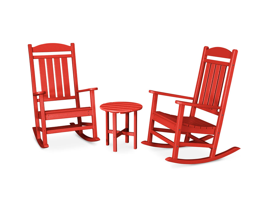 POLYWOOD Presidential 3-Piece Rocker Set in Sunset Red