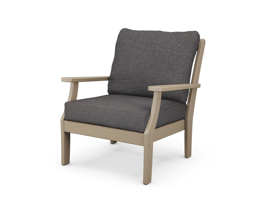 POLYWOOD Braxton Deep Seating Chair in Black with Sancy Shale fabric