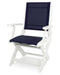 POLYWOOD Coastal Folding Chair in White with Navy 2 fabric