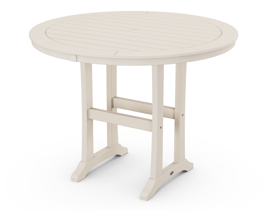 POLYWOOD Nautical Trestle 48" Round Counter Table in Sand