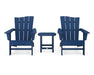 POLYWOOD Wave 3-Piece Adirondack Chair Set in Navy
