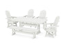 POLYWOOD Vineyard 6-Piece Farmhouse Trestle Swivel Dining Set with Bench in Vintage White