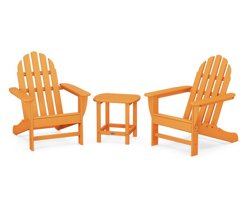 POLYWOOD Classic Adirondack 3-Piece Set with South Beach 18" Side Table in Lime