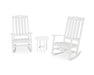 POLYWOOD Nautical 3-Piece Porch Rocking Chair Set in White