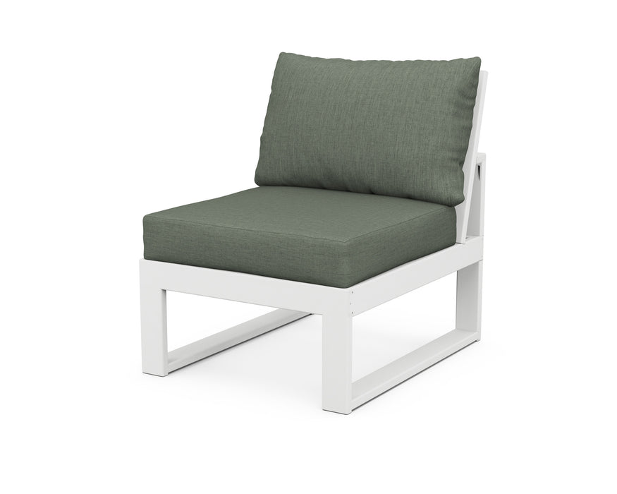 POLYWOOD Edge Modular Armless Chair in White with Spectrum Carbon fabric
