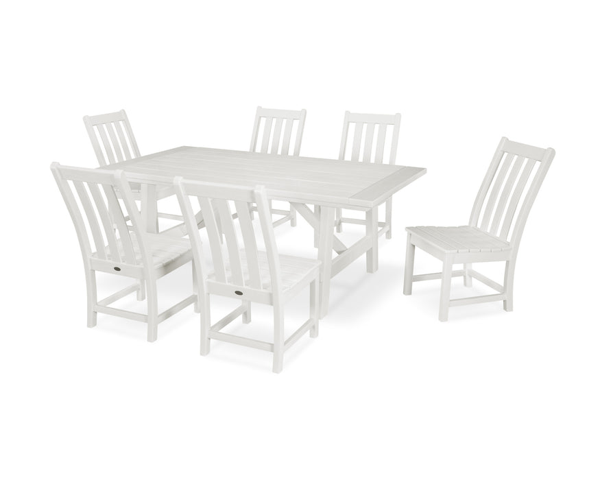 POLYWOOD Vineyard 7-Piece Rustic Farmhouse Side Chair Dining Set in Vintage White