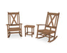 POLYWOOD Braxton 3-Piece Porch Rocking Chair Set in Teak