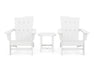 POLYWOOD Wave 3-Piece Adirondack Chair Set in White