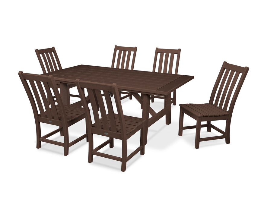 POLYWOOD Vineyard 7-Piece Rustic Farmhouse Side Chair Dining Set in Mahogany