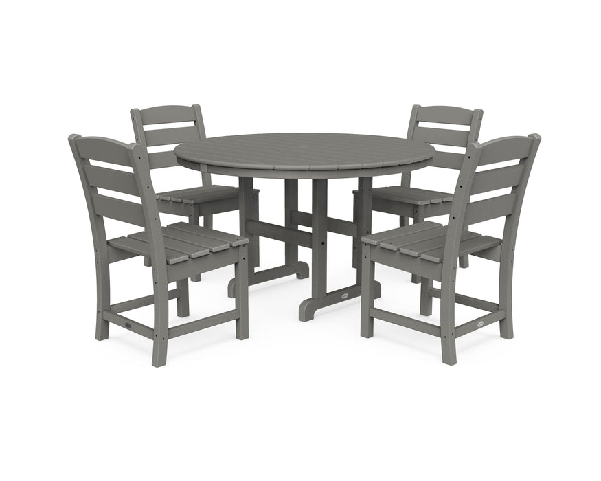 POLYWOOD Lakeside 5-Piece Round Side Chair Dining Set in Slate Grey