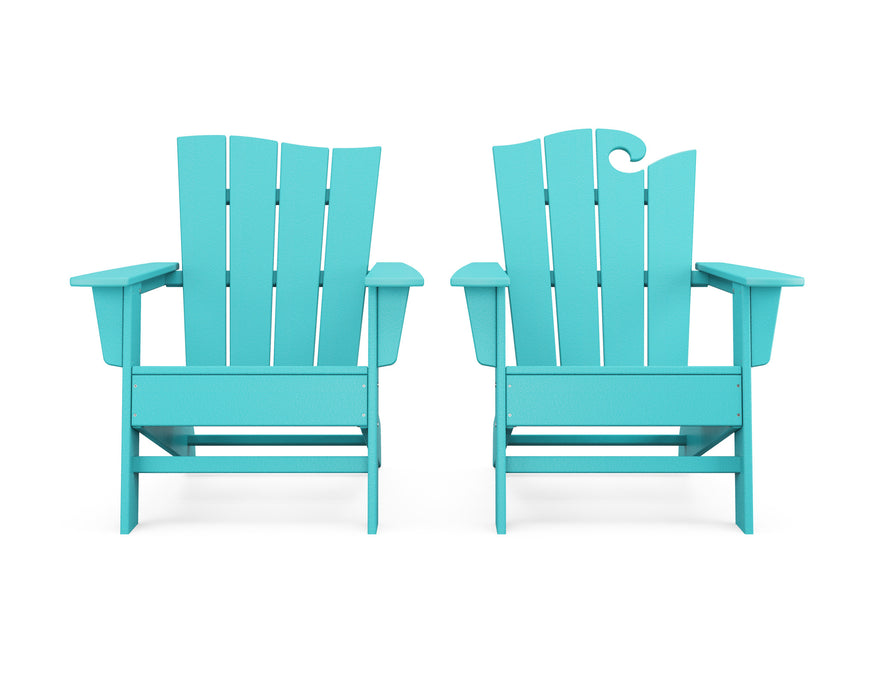 POLYWOOD Wave 2-Piece Adirondack Set with The Wave Chair Left in Aruba