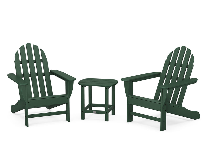 POLYWOOD Classic Adirondack 3-Piece Set with South Beach 18" Side Table in Green
