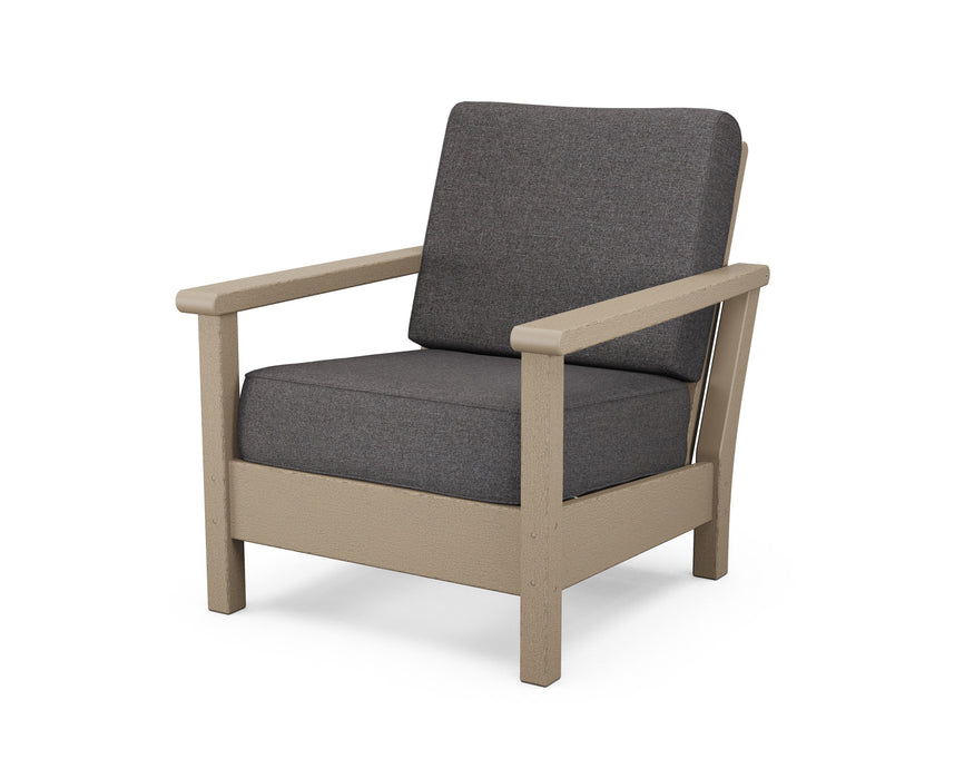 POLYWOOD Harbour Deep Seating Chair in Vintage Sahara with Weathered Tweed fabric