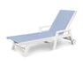 POLYWOOD Coastal Chaise with Wheels in White with Poolside fabric