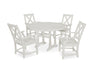 POLYWOOD Braxton 5-Piece Nautical Trestle Arm Chair Dining Set in White