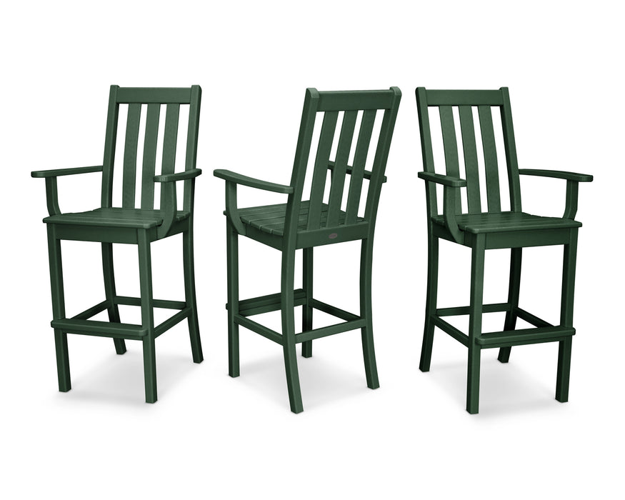 POLYWOOD Vineyard Bar Arm Chair 3-Pack in Green