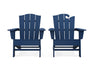 POLYWOOD Wave 2-Piece Adirondack Chair Set with The Crest Chair in Navy