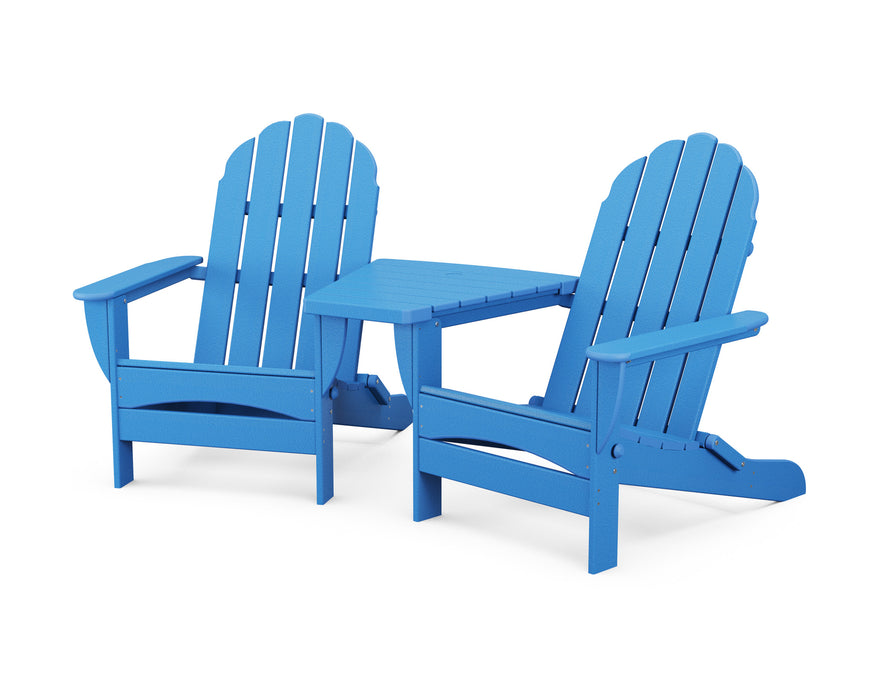 POLYWOOD Classic Oversized Adirondacks with Connecting Table in Pacific Blue