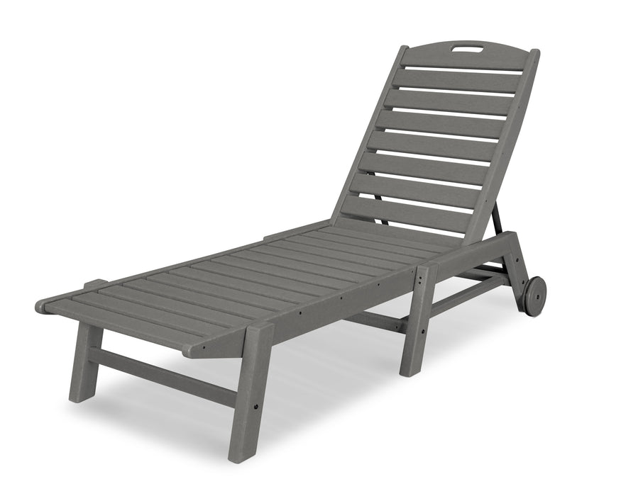 POLYWOOD Nautical Chaise with Wheels in Slate Grey