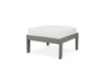 POLYWOOD Braxton Deep Seating Ottoman in Vintage White with Natural Linen fabric