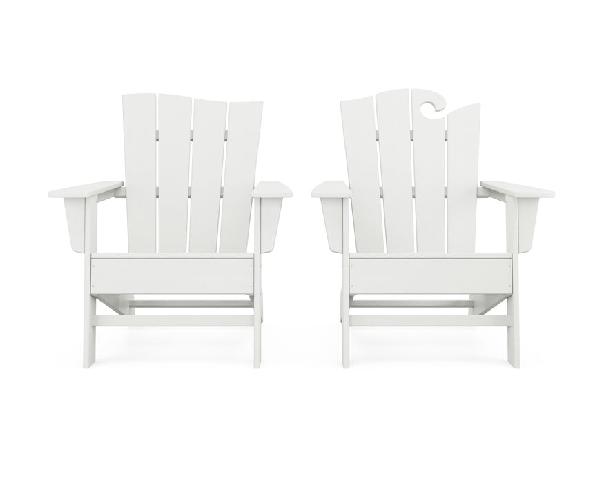 POLYWOOD Wave 2-Piece Adirondack Set with The Wave Chair Left in Vintage White