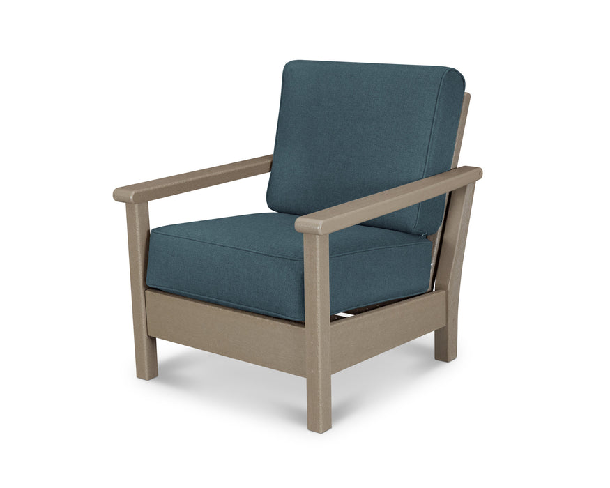 POLYWOOD Harbour Deep Seating Chair in Vintage Coffee with Natural Linen fabric