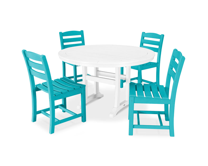 POLYWOOD 5 Piece La Casa Side Chair Dining Set in Aruba / White