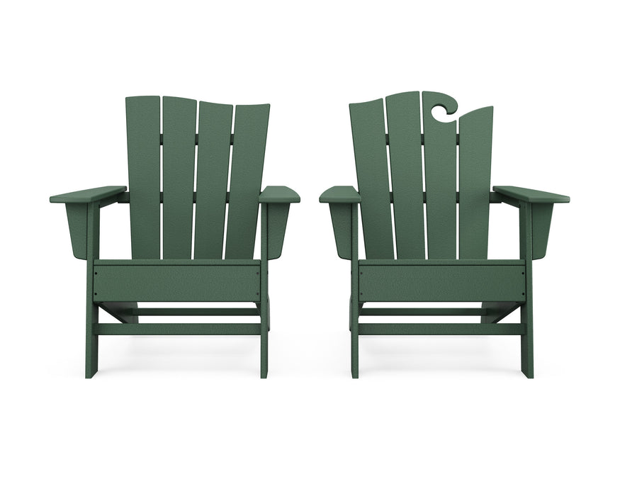 POLYWOOD Wave 2-Piece Adirondack Set with The Wave Chair Left in Green