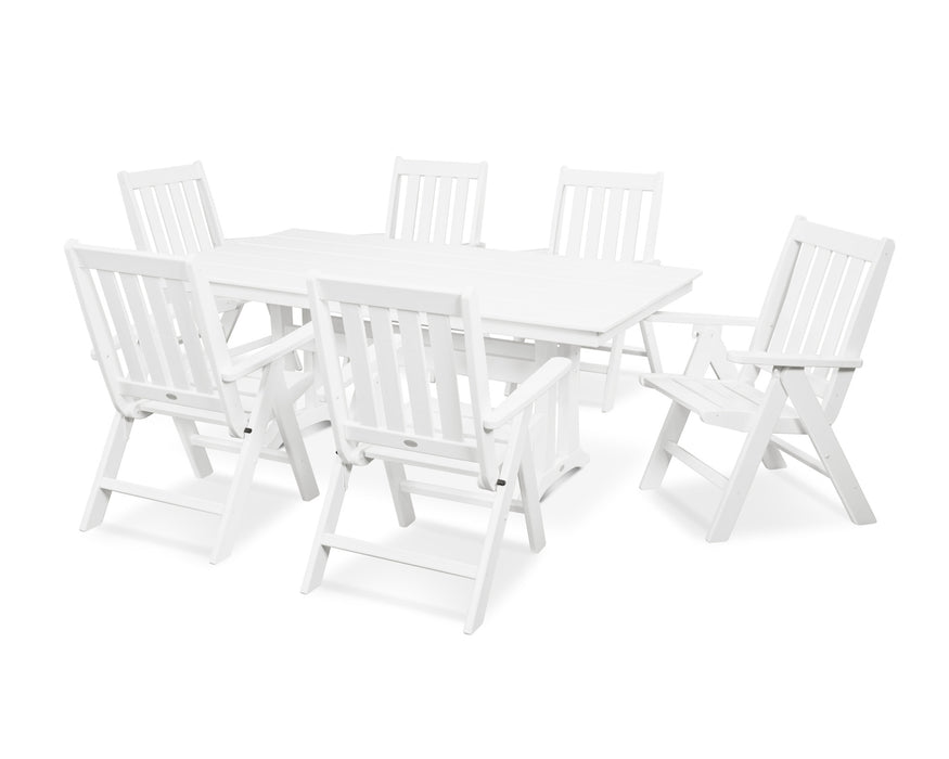 POLYWOOD Vineyard 7-Piece Farmhouse Trestle Folding Dining Set in White
