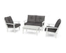 POLYWOOD Lakeside 4-Piece Deep Seating Set in Vintage Coffee with Ash Charcoal fabric