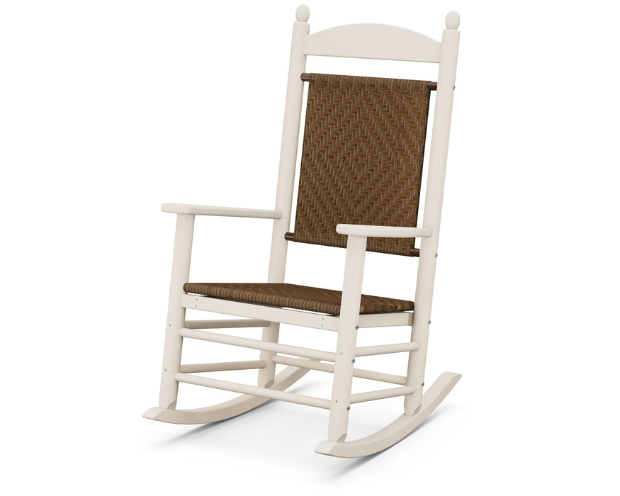 POLYWOOD Jefferson Woven Rocking Chair in Sand / Tigerwood