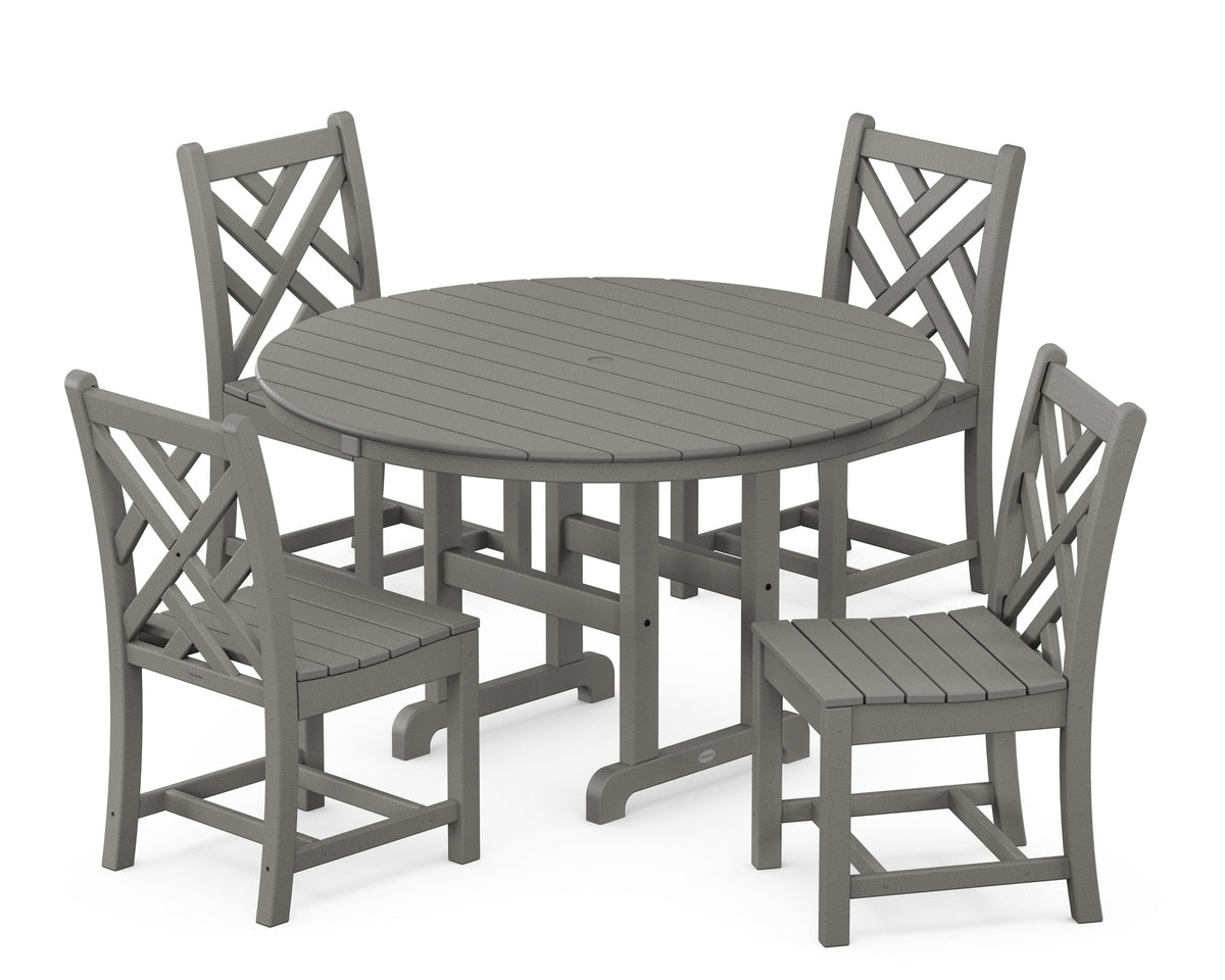 POLYWOOD Chippendale 5-Piece Round Side Chair Dining Set — Outdoor ...