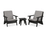 POLYWOOD Riviera Modern Lounge 3-Piece Set in Mahogany with Spiced Burlap fabric