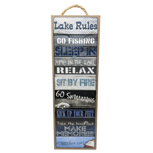 Lake Rules Wood Sign
